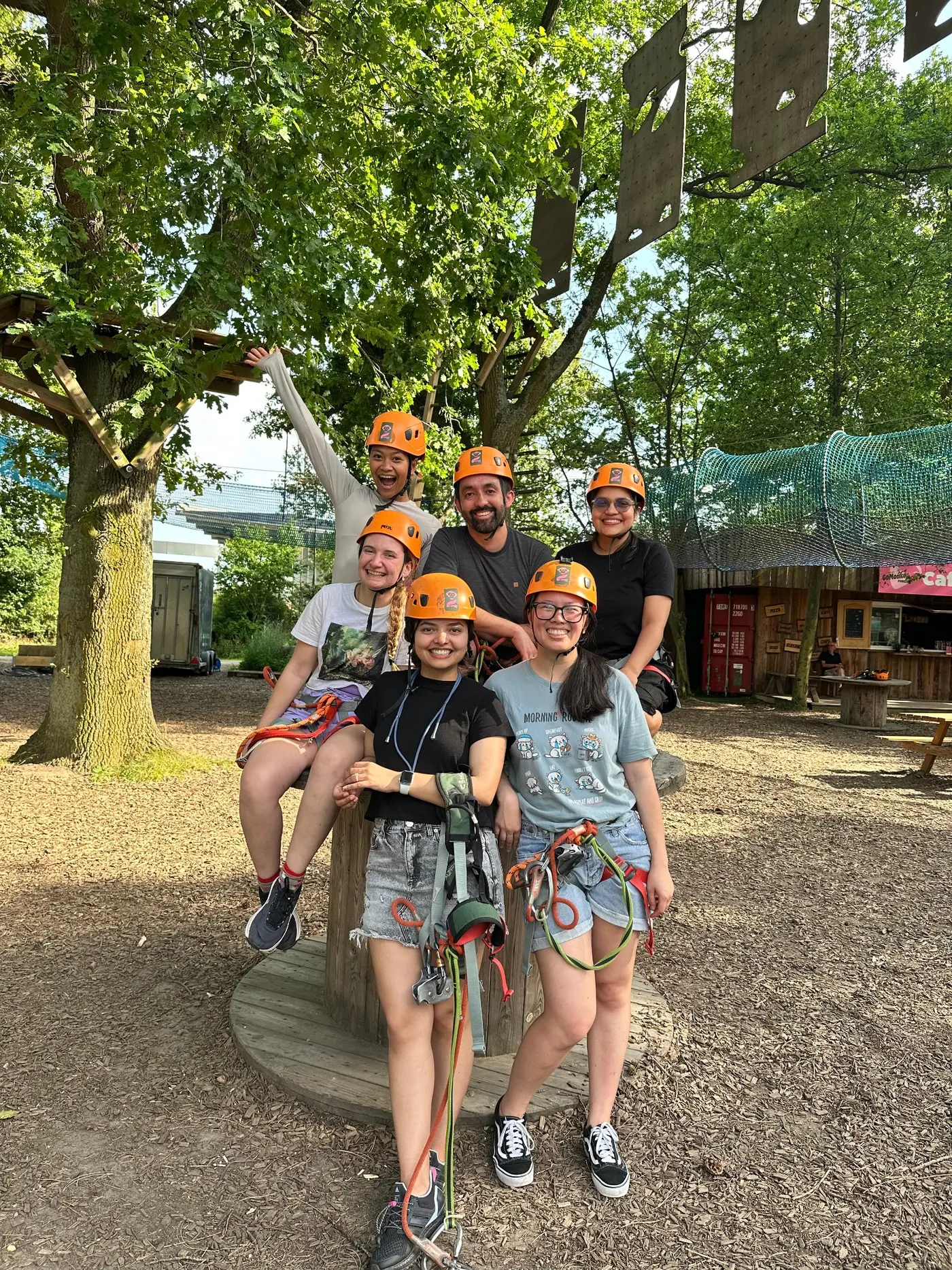 Members of the Plant Bioengineering group together during a climbing activity